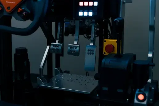 Foot pedals on the racing simulator